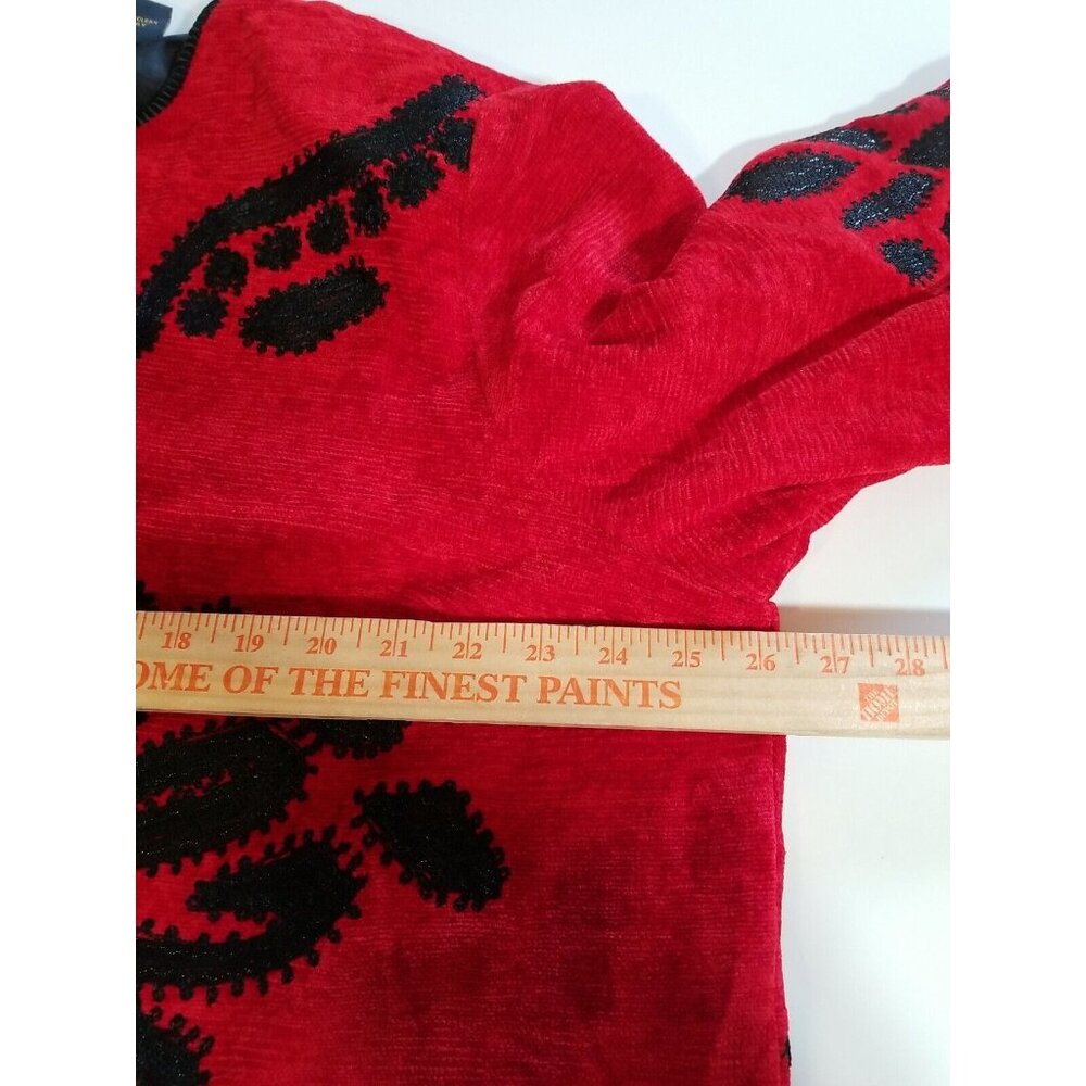 Allure Vintage Embellished Button Cardigan Womens 1X Red Velour Barrel Buttons - Picture 5 of 16